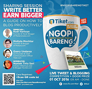 Menjadi pemateri #NgopiBarengTiket di Medan 2016